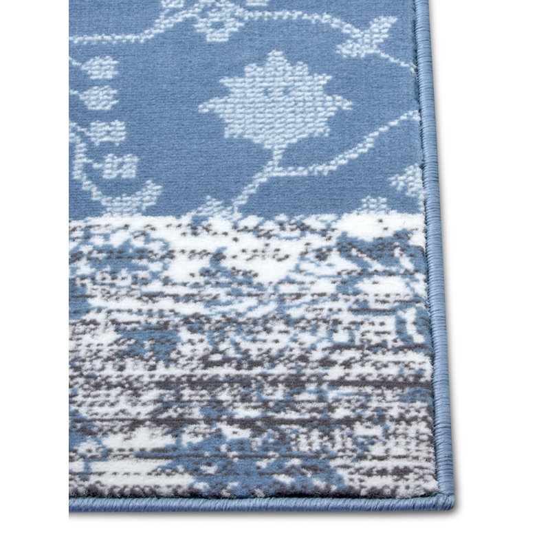 Designer Grey/Sky Blue Rug, Rectangle 200 x 290cm