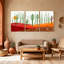 Cactus, paysage désertique avec cactus et soleil, ensemble de 3 impressions sur toile-827987217