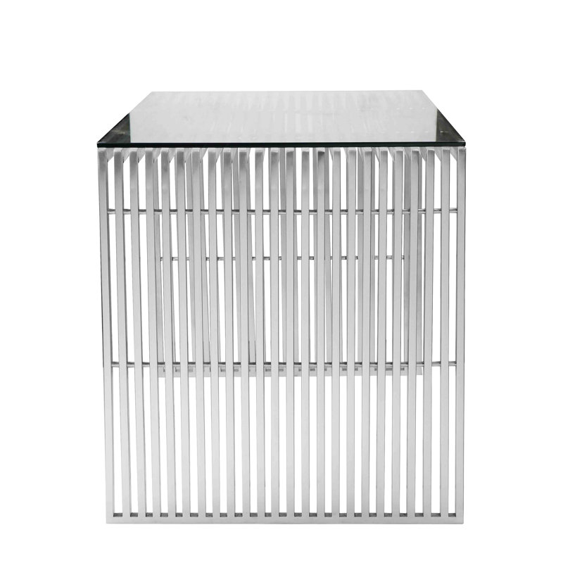 Lux Glass Writing Desk, Silver