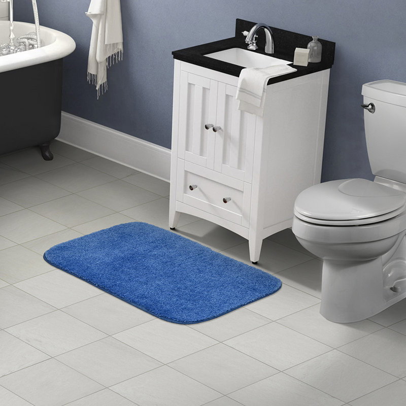 Tapis de bain antidérapant en nylon doux Mccluney, Bleu électrique, L 24 po x L 40 po