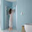 Fold Frameless Shower Door With Tempered Glass-105278584