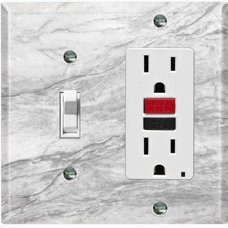 Marble Gray Print 5 Patterned 2 - Gang Standard Combination Wall Plate