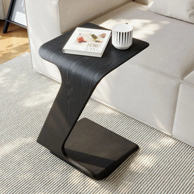 15" Modern C-Shaped Side Table With Wheels