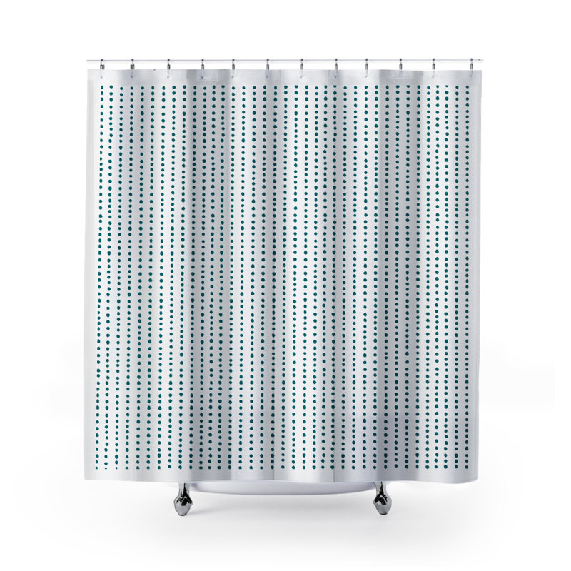 Thora Dots Mid-Century Shower Curtain, Emerald