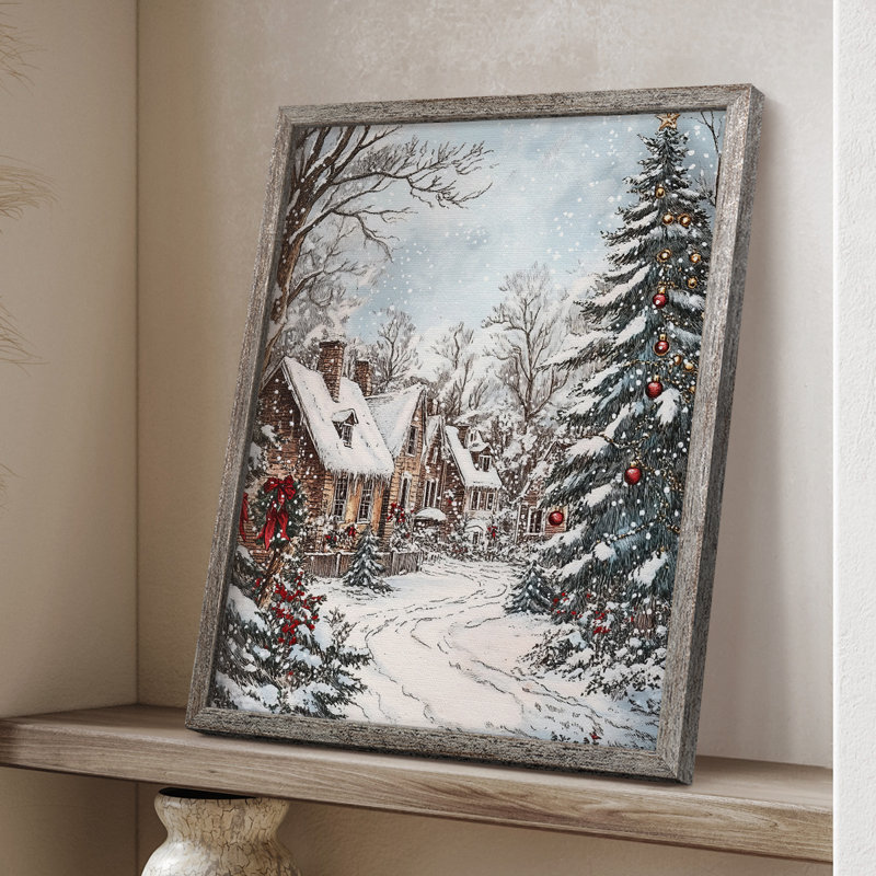 «Christmas Holiday Art Dxxiv», reproduction d'art encadrée - bois massif, H 11 po x l 9 po