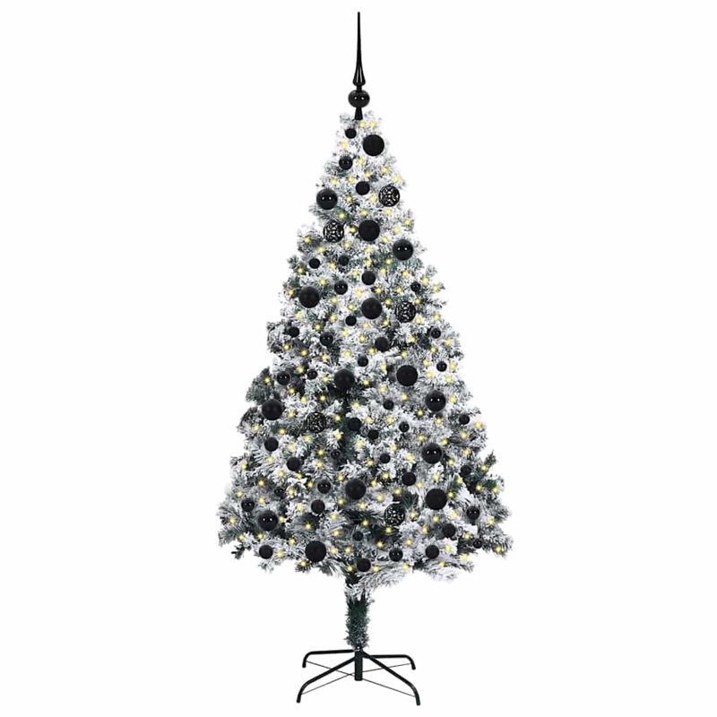  Artificial Christmas Tree with 300 LEDs with Stand Green, Black, 5.91' H