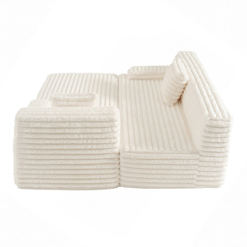 Canapé modulaire 110 po Cloud, Fausse fourrure beige