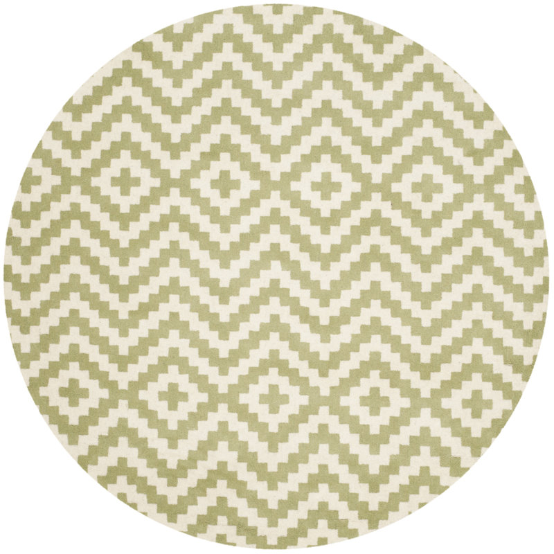 Deedgra Anastasiea Ivory & Light Green Area Rug, Round 6'