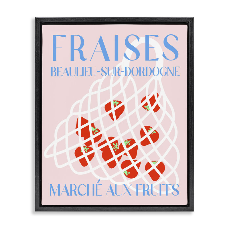  Art moderne sur toile flottant, "Modern Strawberry Fruit Market" par Daphne Polselli, H 31 po x l 25 po