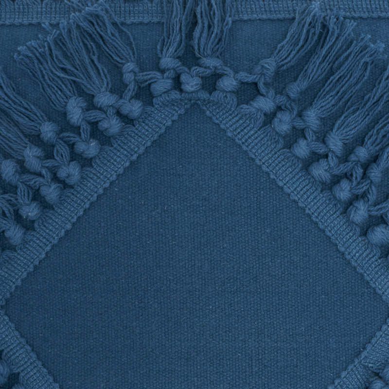 Navy Diamond Fringe 18" Square Throw Pillow
