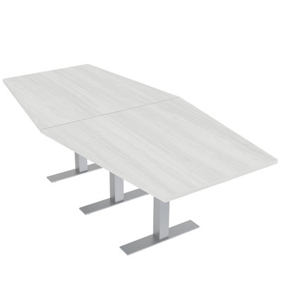Table de réunion hexagonale avec pieds en T en métal