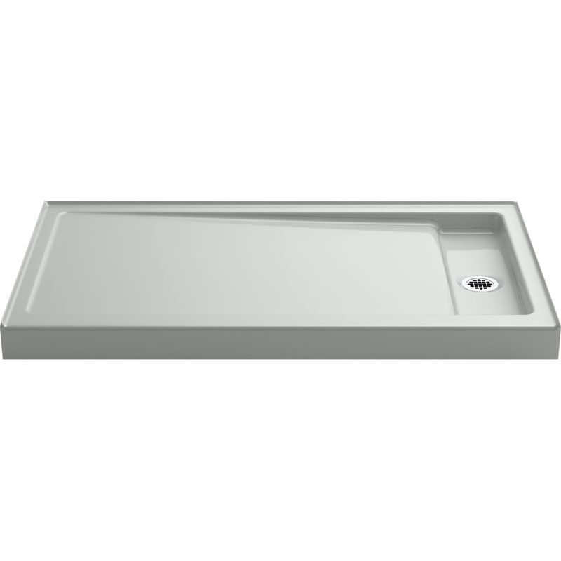 Bellwether 60" x 34" Single-Threshold Shower Base, Ice Gray, Right Center