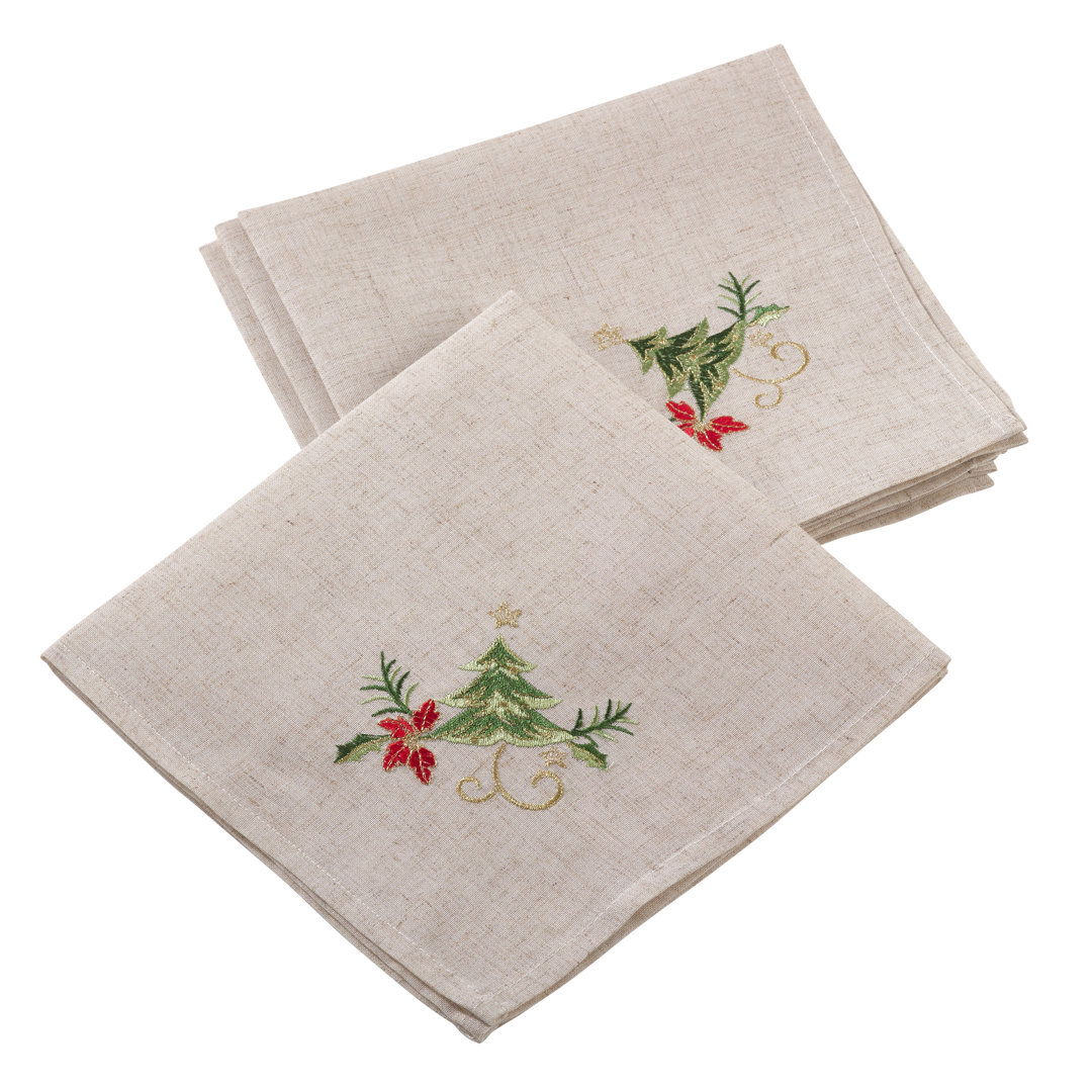 Pohlman Polyester Embroidered Square Napkin (Set of 4) The Holiday Aisle®