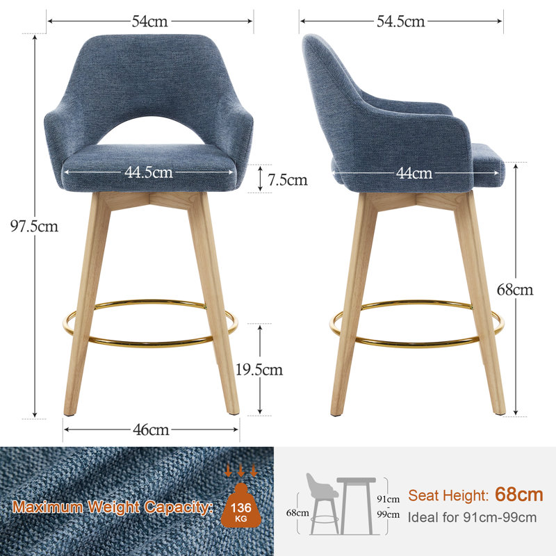 Lovetro 68cm Swivel Bar Stool, Blue