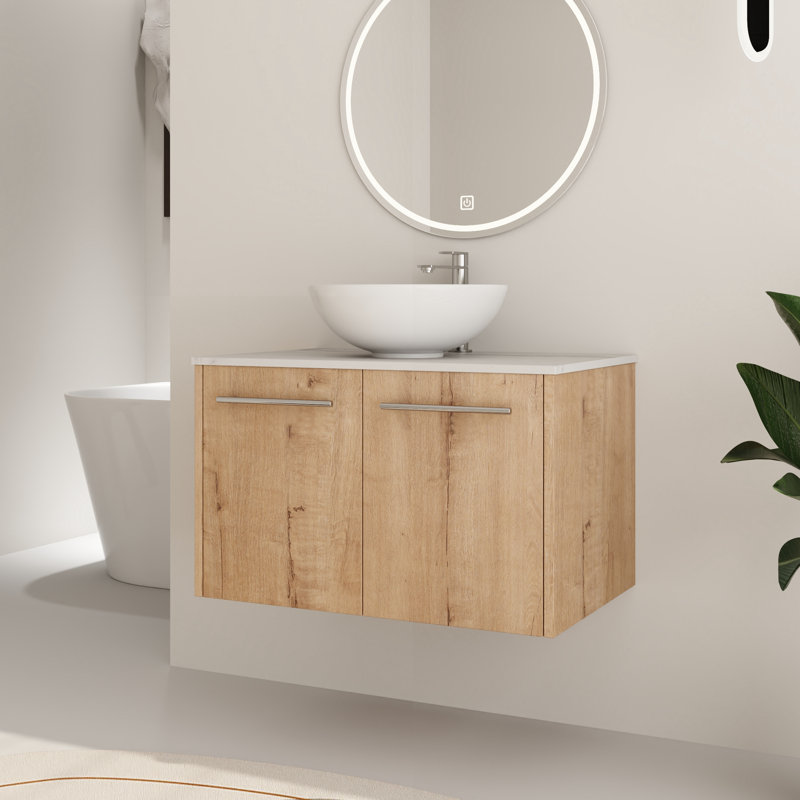 Ensemble de meuble-lavabo simple 30 po avec comptoir en céramique Beber, 30", Ovale