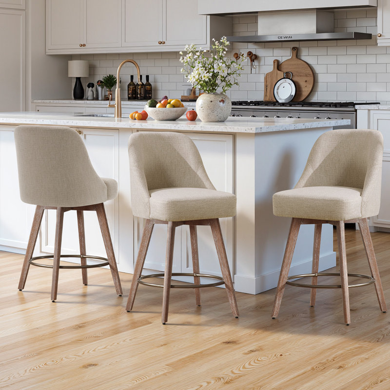 Tabouret de comptoir pivotant 26 po Makylia, Beige