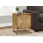 Table d'appoint, bout, rangement, petit, côté, salon, lampe, stratifié noyer clair, aspect ruppie maritime, moderne