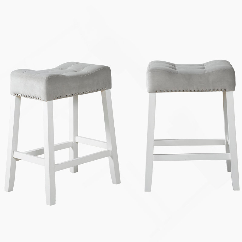 Ensemble de 2 tabourets de hauteur comptoir en velours avec sièges capitonnés