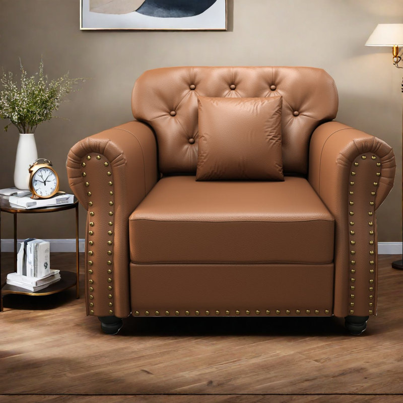Canapés confortables en similicuir de style moderne Chesterfield de 41,3 pouces pour la maison