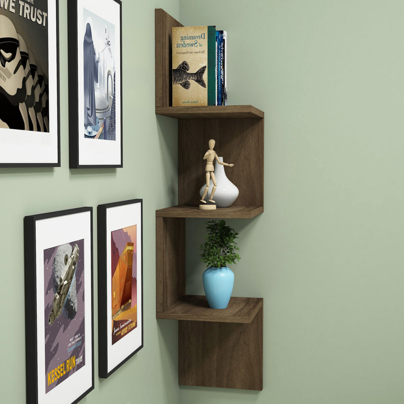 Jabri 3 Piece Accent Shelf, Walnut