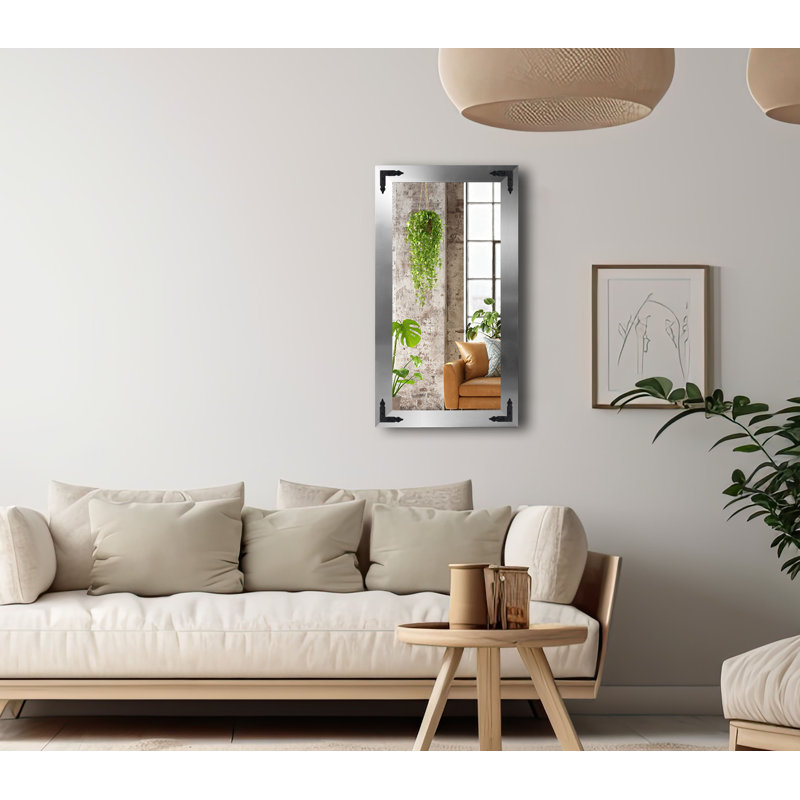 Heavner Flat Wall Mirror, 42" H x 25" W, Silver