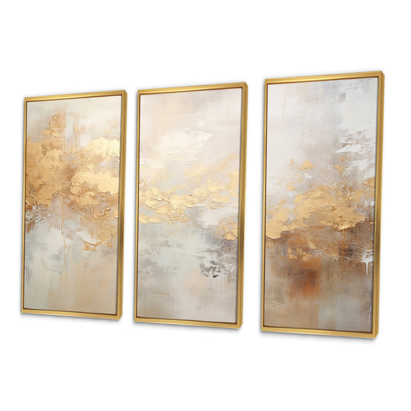 Elegant Sky Whispers V - ensemble d'art sur toile Sky, Cadre flottant doré, H 32 po x l 48 po x P 1 po