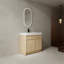 Meuble-lavabo sur pied 36 po avec lavabo en résine blanche et 2 portes d'armoire à fermeture en douceur-117866843