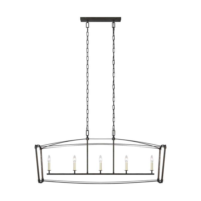 Luminaire suspendu linéaire 5 lumières Olive, Acier Smith
