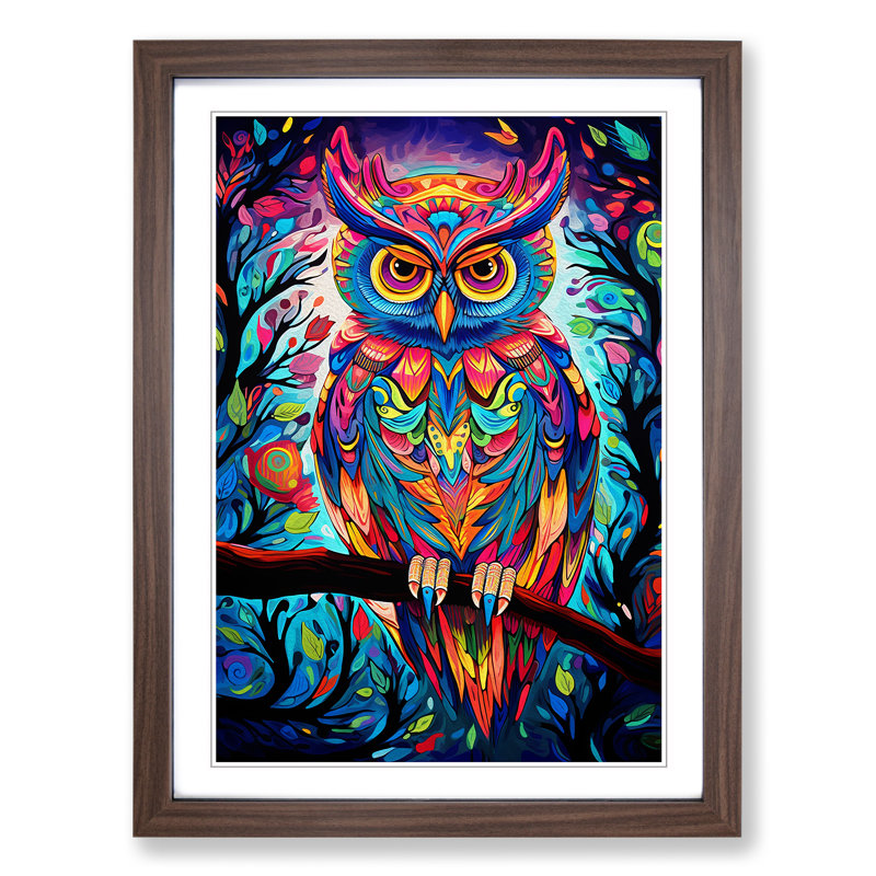 Owl Pop No.3 - Framed Print, Walnut Framed, 34cm H x 25cm W x 2cm D