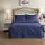 Ensembles de literie matelassés bleu marine, taille grand polyester, conception de coin fendu traditionnel
