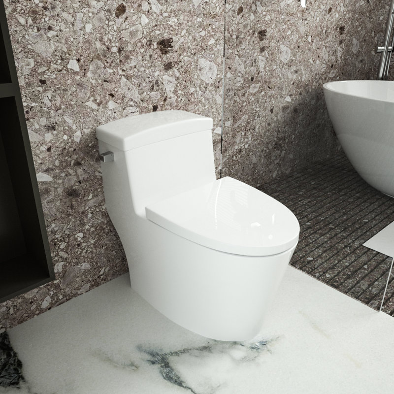 1.28 GPF Elongated One-Piece Toilet (Seat Included), Left