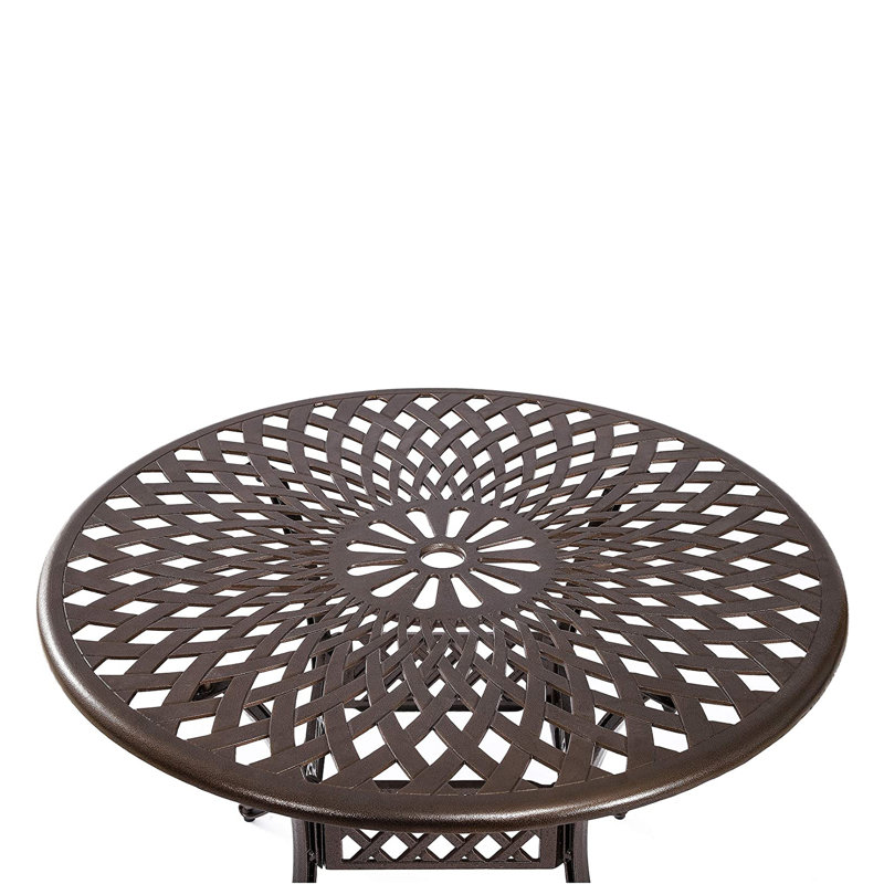 Round Outdoor Dining Table With Umbrella Hole , 41'' in. W 41'' in. D, Bronze