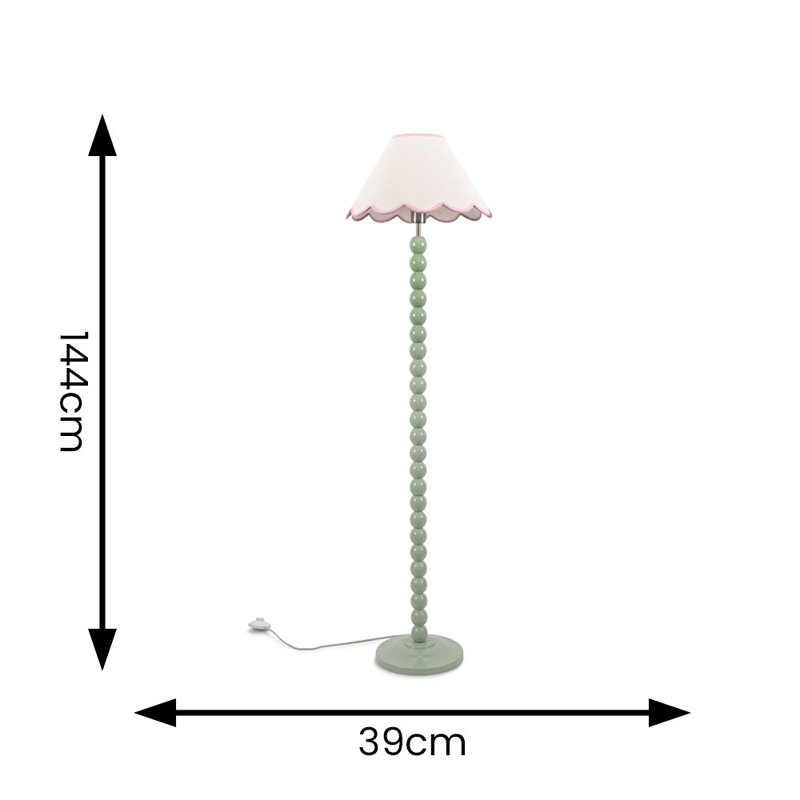 Bobbles 144cm Traditional Floor Lamp, White/Pink, Green