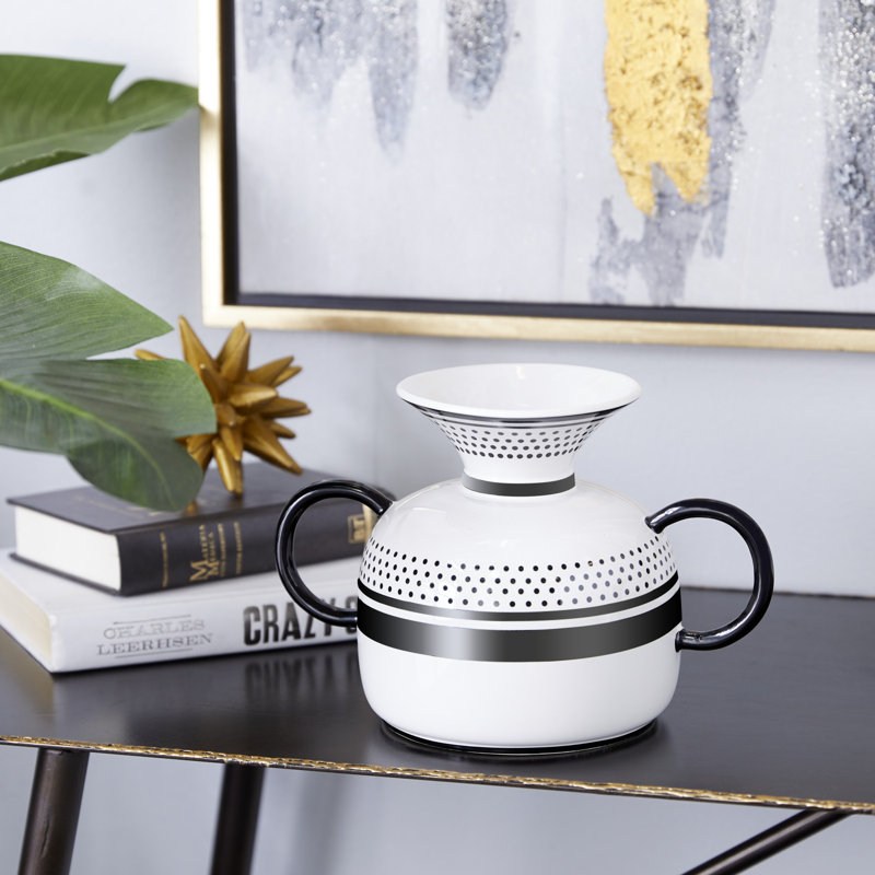 Ensemble de 2 vases de table en céramique 2 po noir / blanc