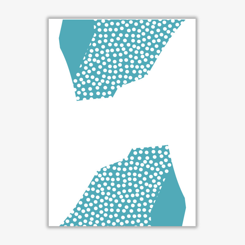 Teal Abstract Mountain Polka - Print, No Frame, 30 cm H x 21 cm W x 1 cm D