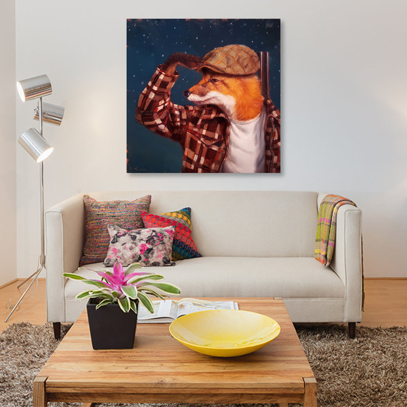 «Fox Hunt» par Lucia Heffernan, impression sur toile tendue sur châssis, H 18 po x l 18 po x P 1,5 po, Toile tendue