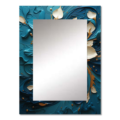 Majestic Motion Teal Spiral II - Abstract Spirals Wall Mirror, Modern Decorative Mirror, Printed Metal Art