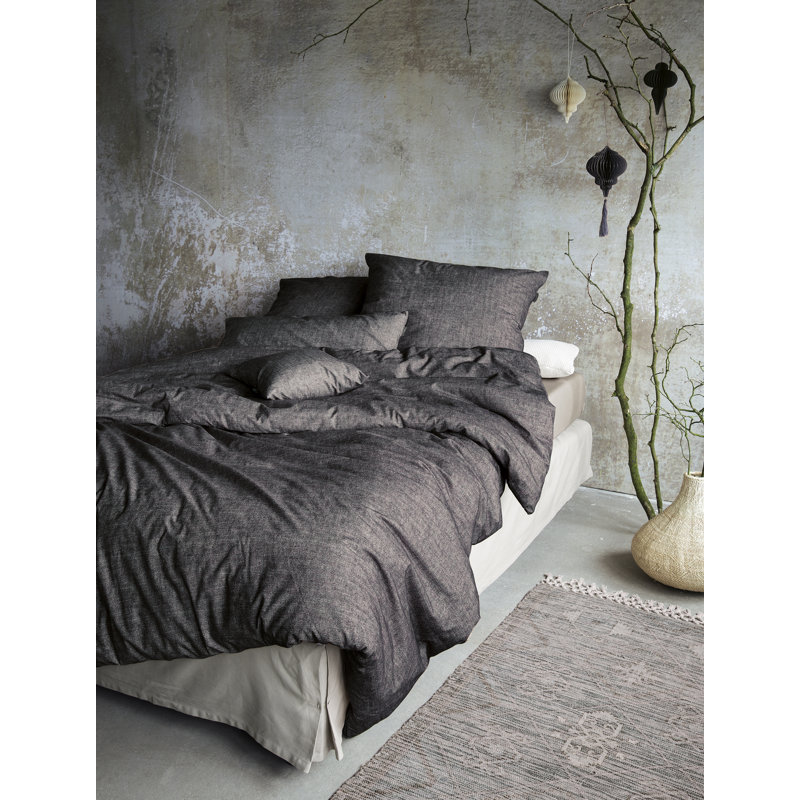 Fleece cotton bed linen set Mink 8835, Grey, 200 x 200cm - 2 Pillowcases (80 x 80cm)