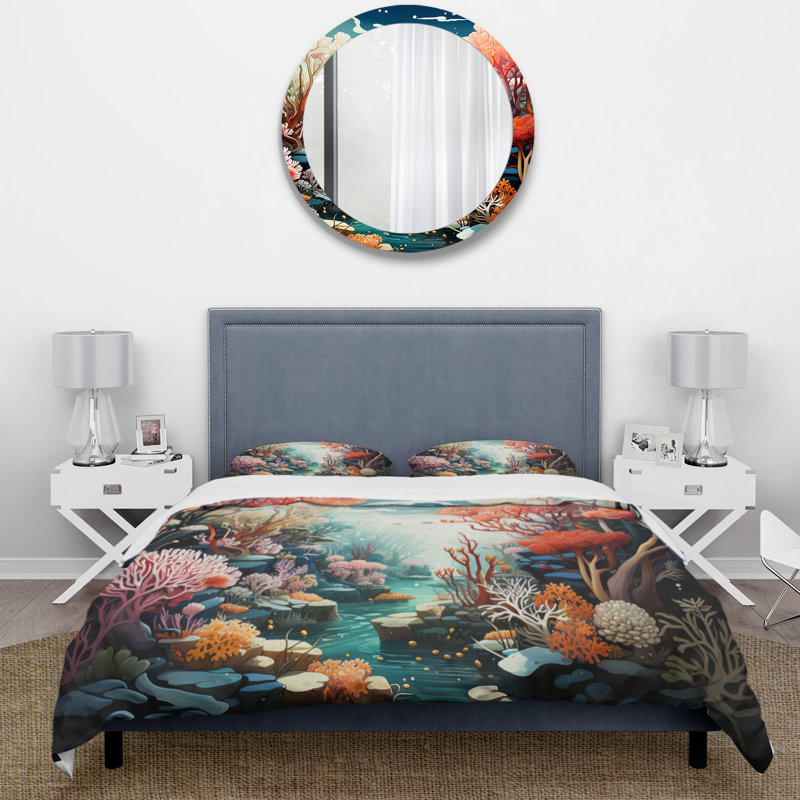 Ensemble de housse de couette Underwater Coral Reef Profondeurs II en microfibre / polyester