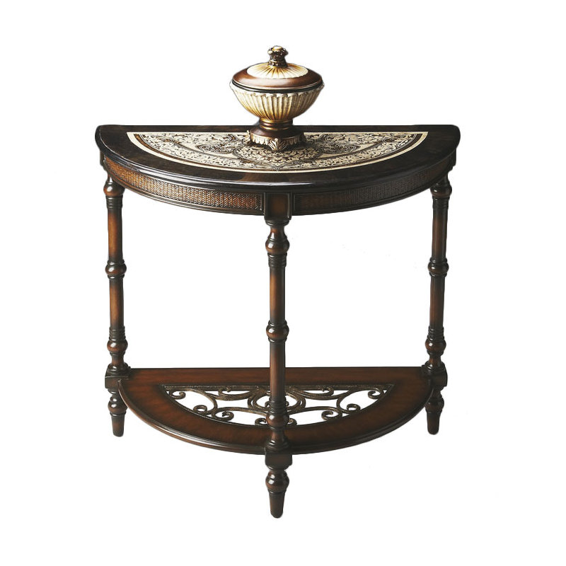 Fabiola Fossil Stone Demilune Console Table