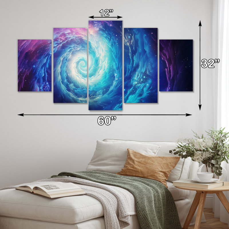 Corddaryl - Galaxies, ensemble de 5 décorations murales, H 32 po x l 60 po