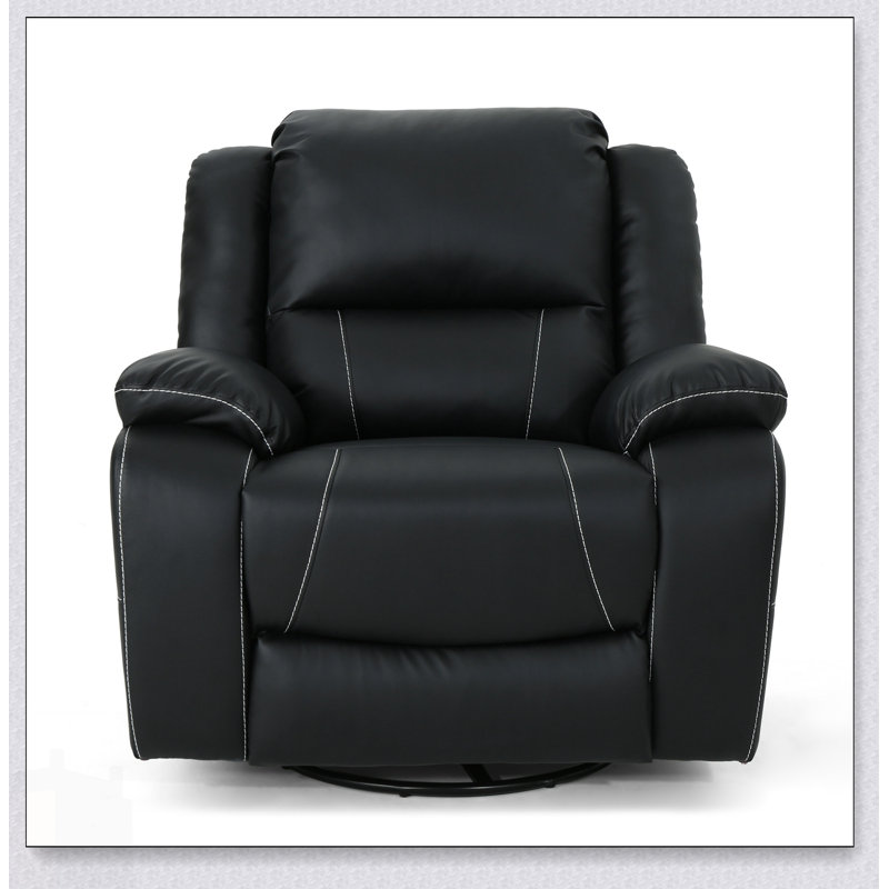 39 Inch Wide Faux Leather Manual Swivel Recliner For Ultimate Comfort And Versatility In Modern Living Spaces