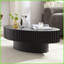 Table basse ovale peu encombrante pour le salon, panneau de fibres à densité moyenne noir moderne, facile à nettoyer et amp; Robuste-418898234