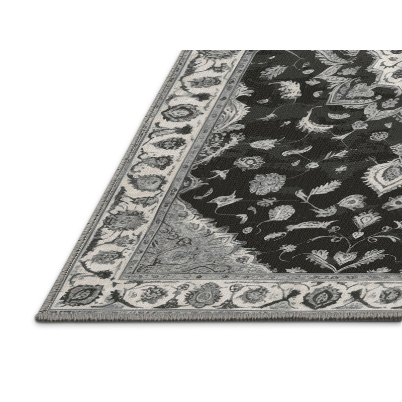 Machine Washable Tabriz Brown Area Rug, Rectangle 2' x 3'