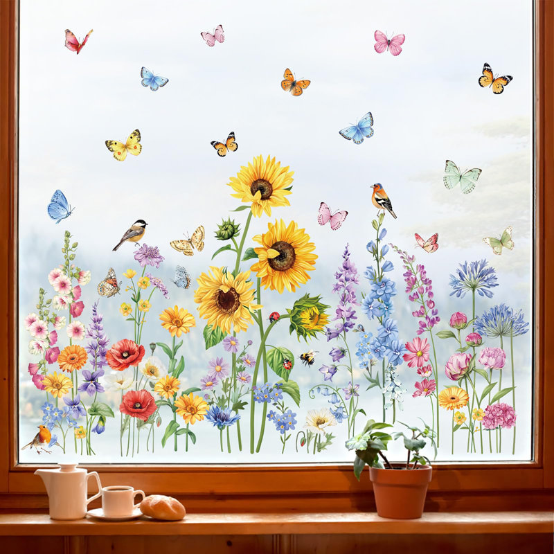 Spring Summer Garden Flower Double Sided Window Clings