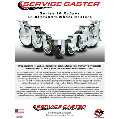 5 Inch Rubber on Aluminum Wheel Swivel Caster Set with Ball Bearings SCC|SCC-30CS520-RAB-4