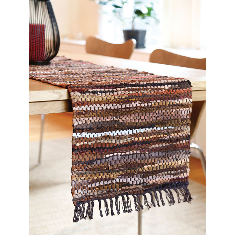 Tucson Hand Woven Leather Table Runner, 78" L x 13" W