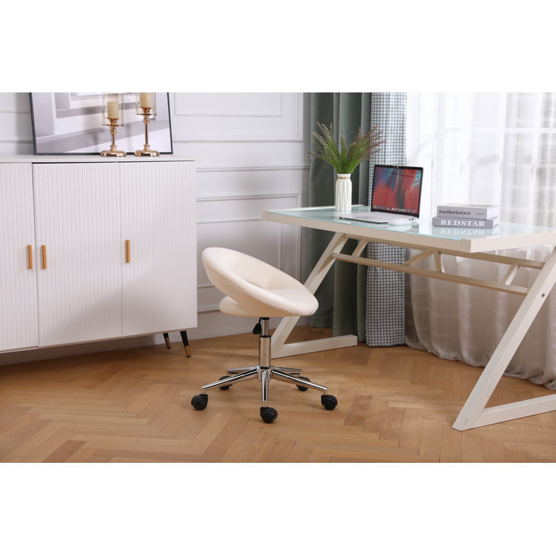 Chaise de travail en velours, Crème