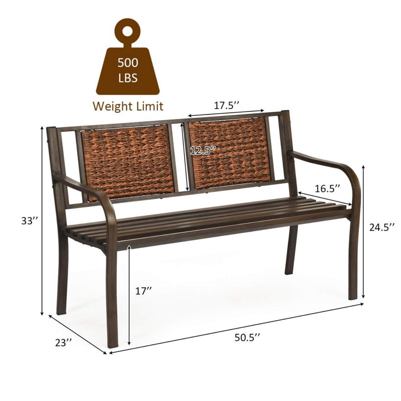Banc de jardin avec dossier en osier