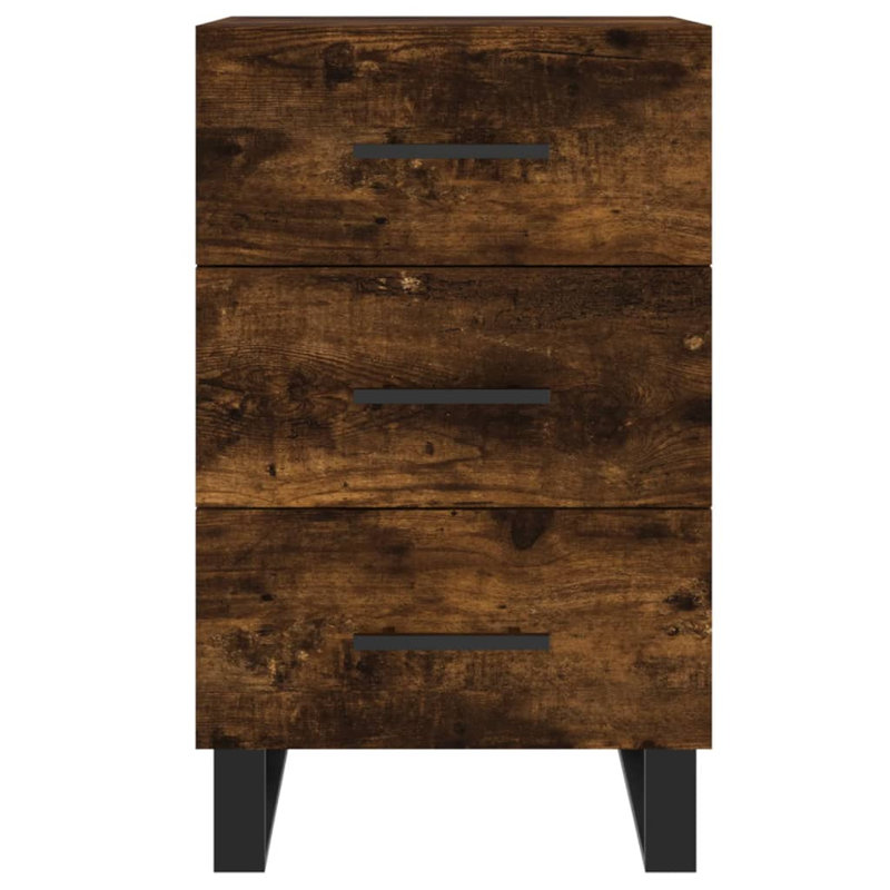 Mazari 40 cm W Iron Bedside Table, Smoked Oak